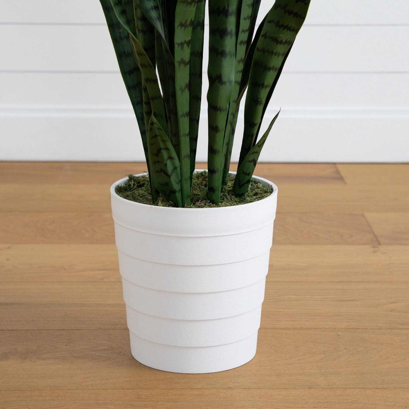 5' UV Resistant Artificial Sansevieria Plant in White Decorative Planter (Indoor/Outdoor)
