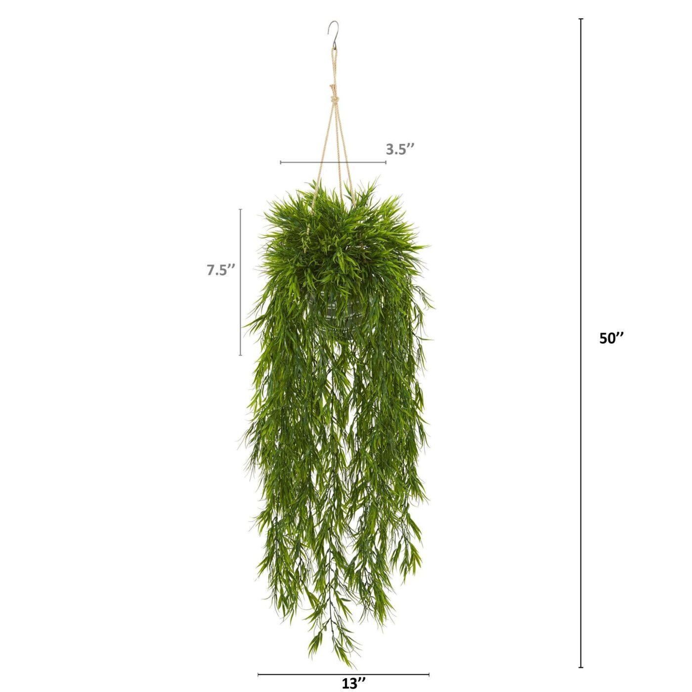 50" Mini Bamboo Artificial Plant in Hanging Metal Bucket
