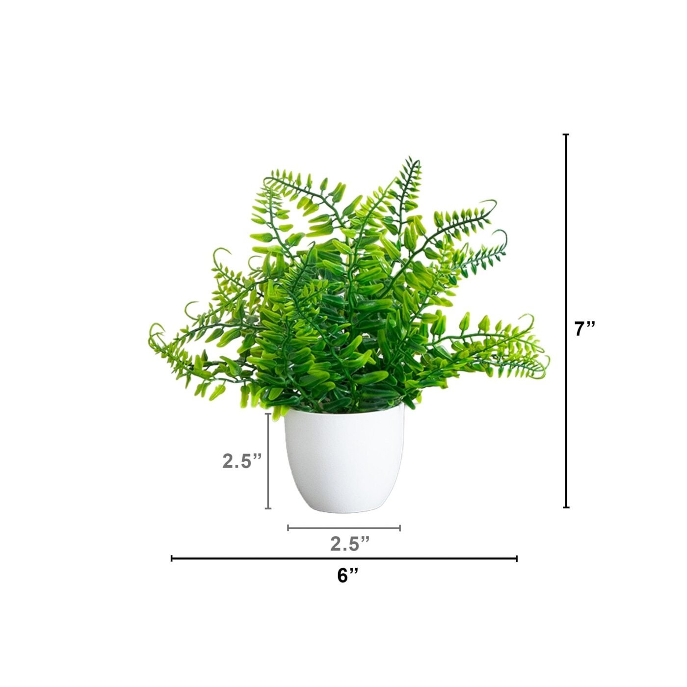 7" Artificial Fern in White Round Pot - Set of 3