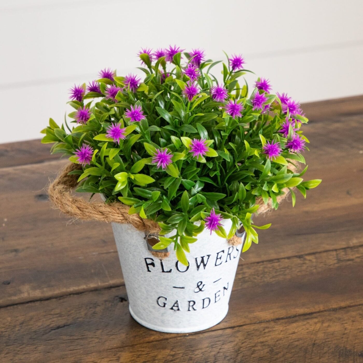 8" Artificial Flowering Plant in Rustic Flowers & Garden Planter -Set of 3
