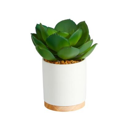6" Succulent Artificial Plant in White Ceramic Planter