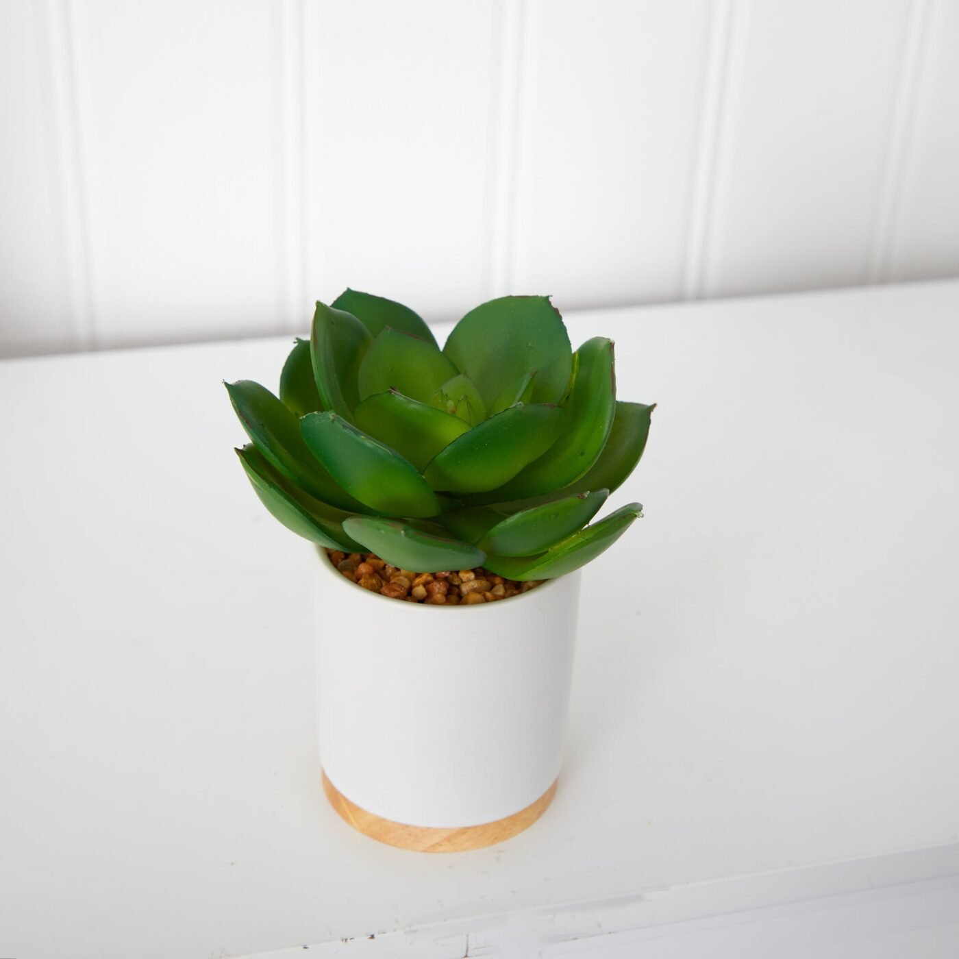 6" Succulent Artificial Plant in White Ceramic Planter