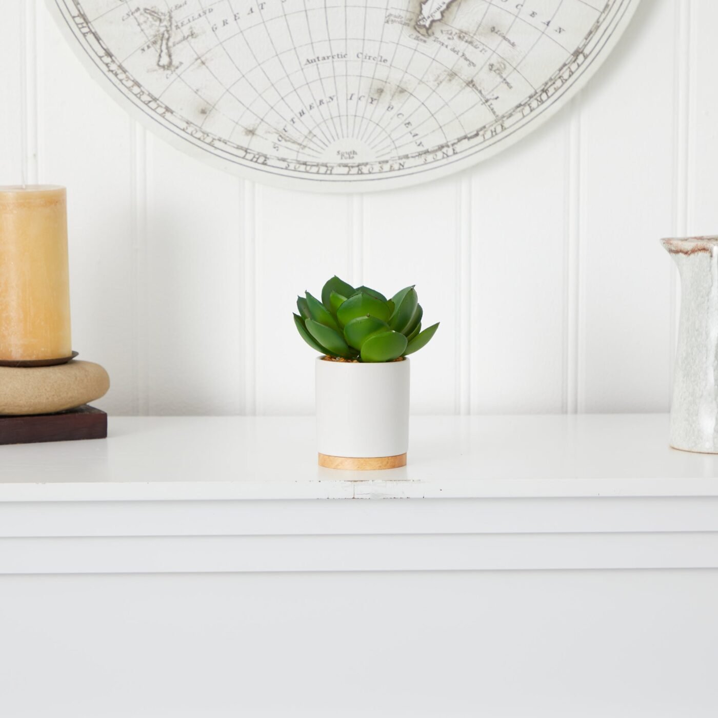 6" Succulent Artificial Plant in White Ceramic Planter