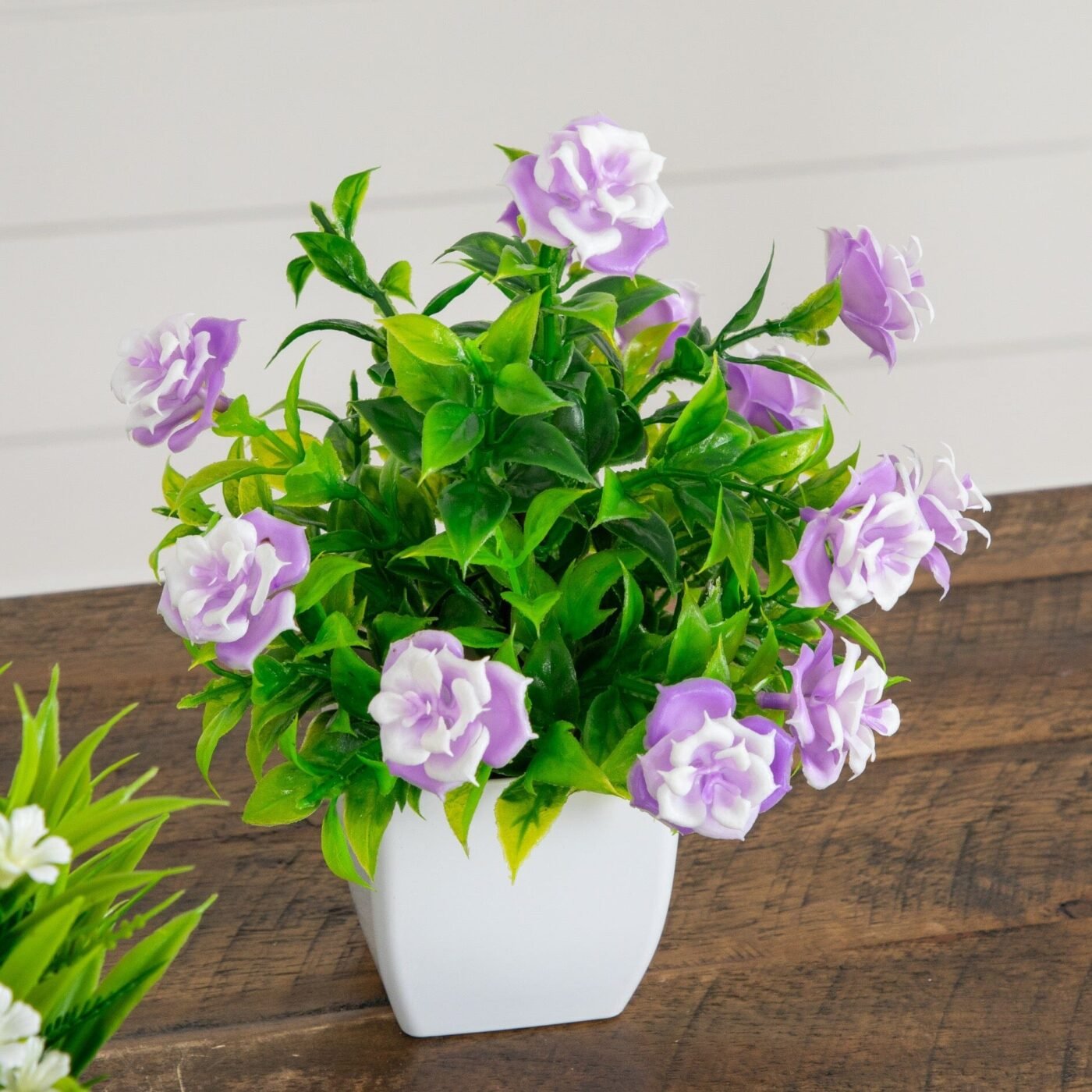 7" Artificial Mini Flowering Potted Plants - Set of 4