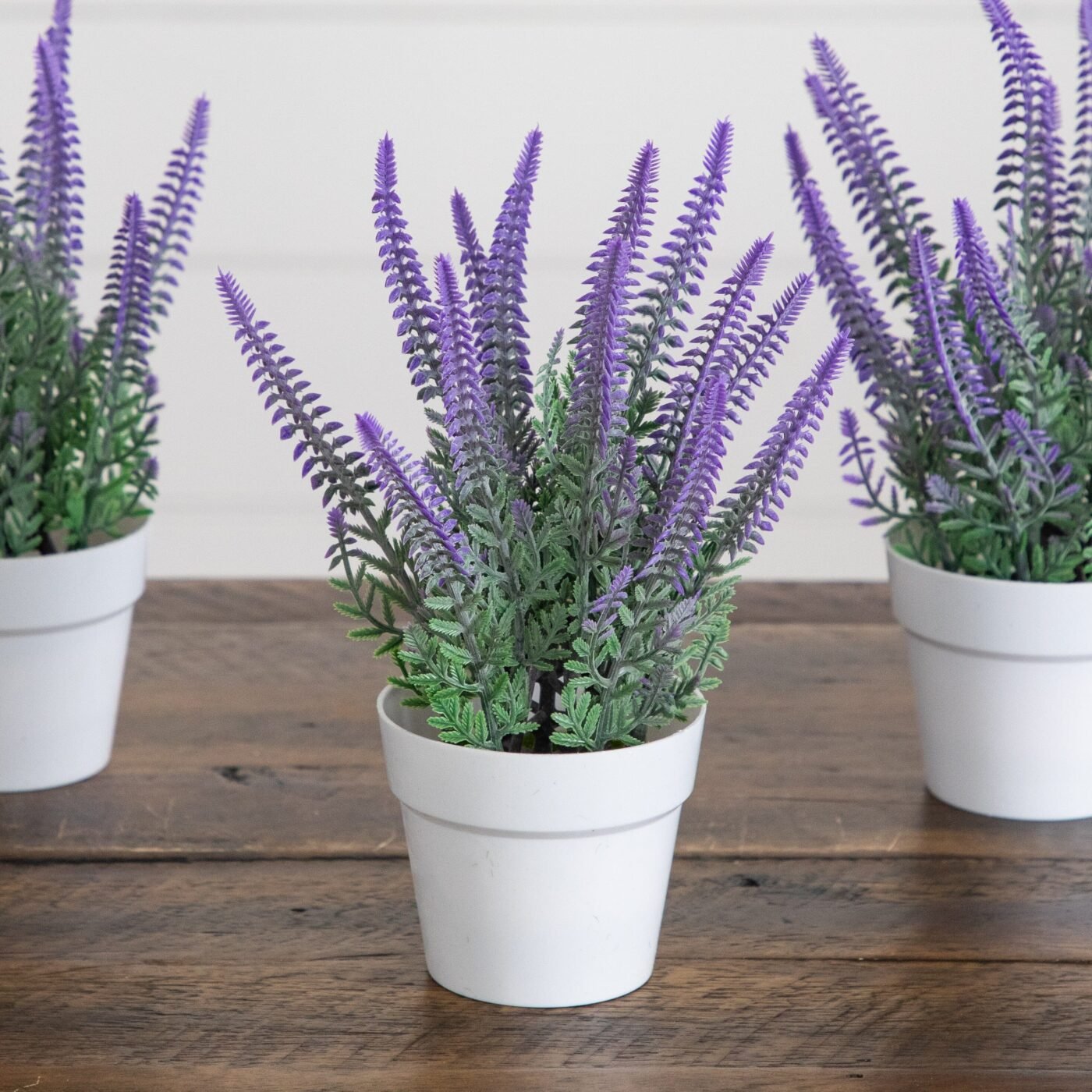 8" Artificial Lavender Plant in White Pot - Set of 4