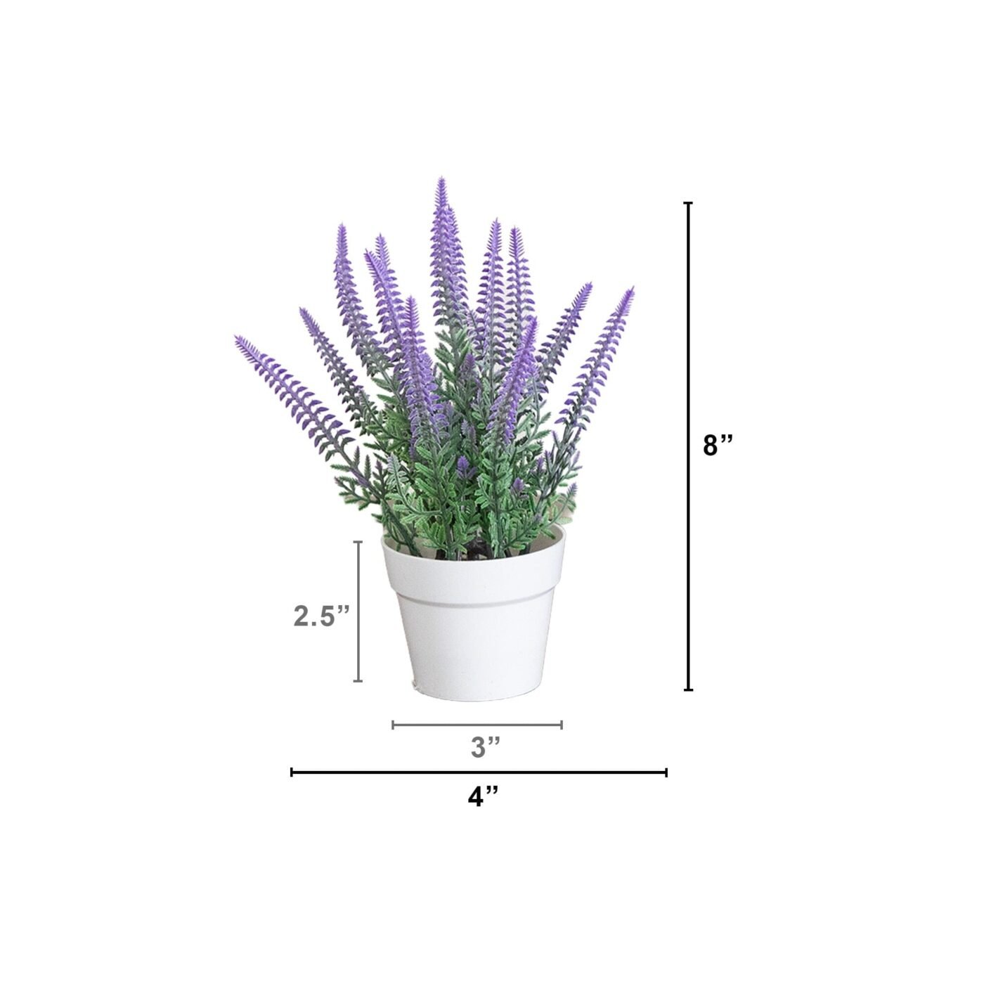 8" Artificial Lavender Plant in White Pot - Set of 4