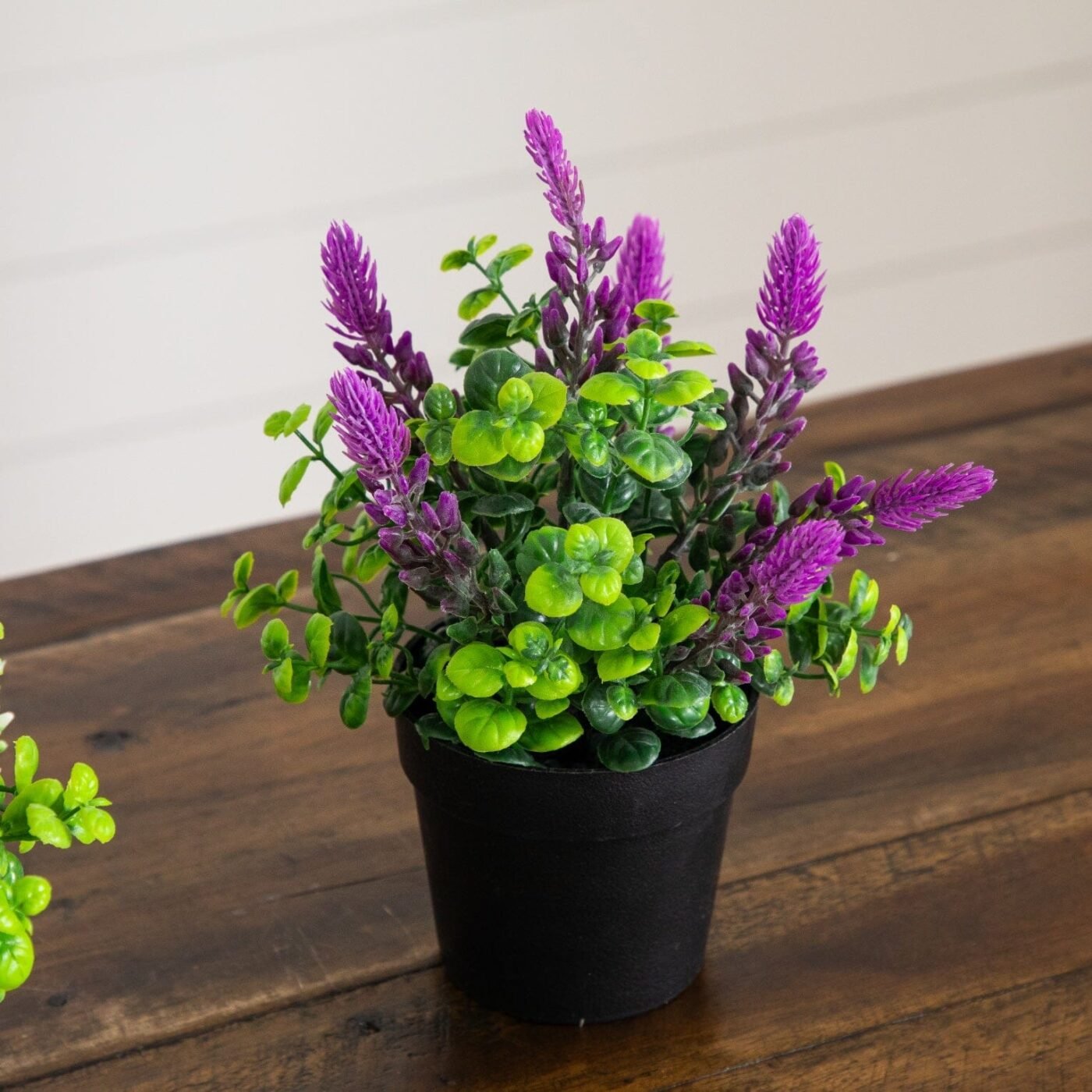8" Artificial Spiked Lavender Plant in Black Pot - Set of 3