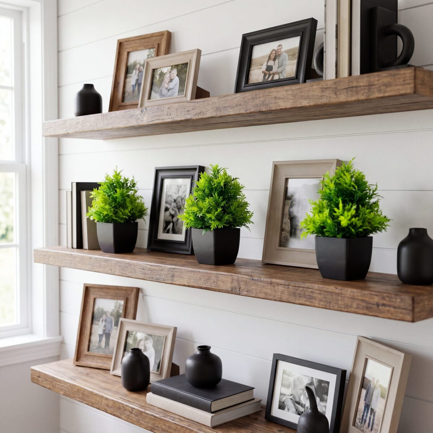 7" Artificial Cedar in Black Square Pot - Set of 3