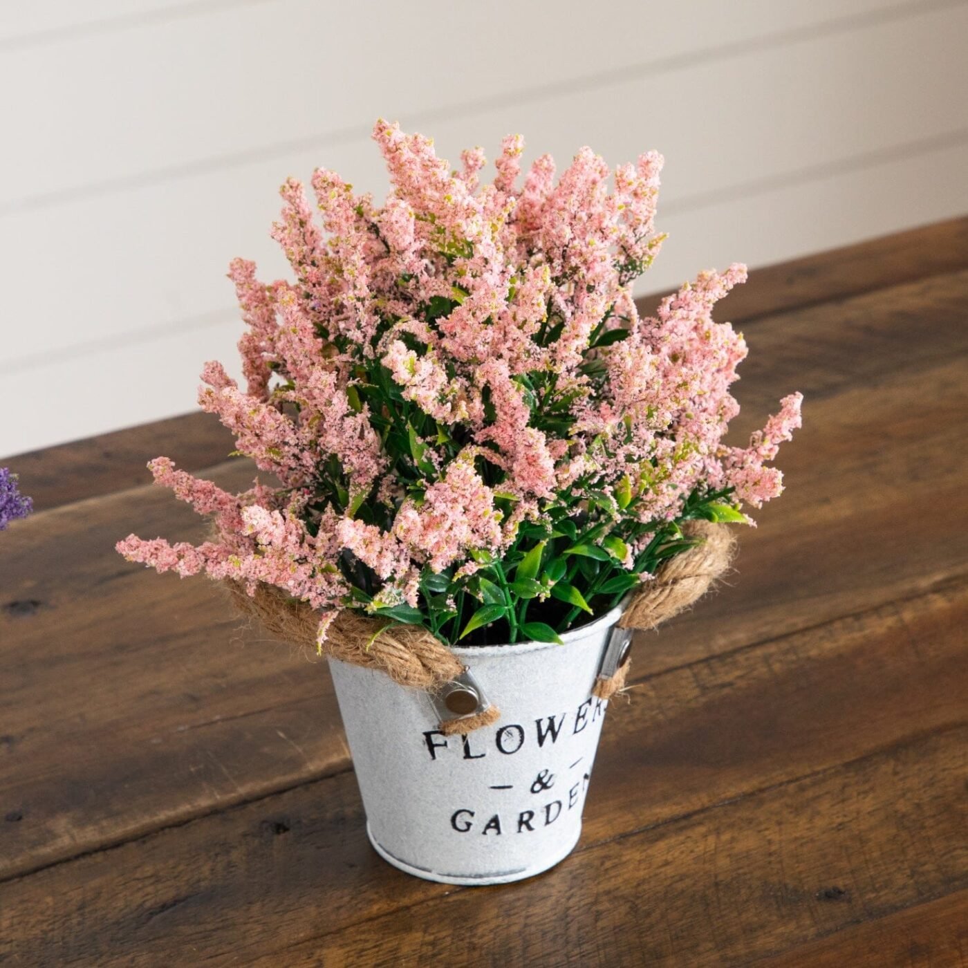 8" Artificial Lavender Plant in Rustic Flowers & Garden Planter -Set of 3