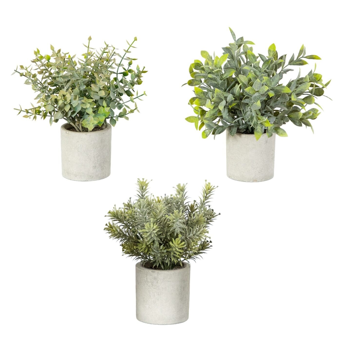 8" Artificial Mini Eucalyptus Potted Plants - Set of 3