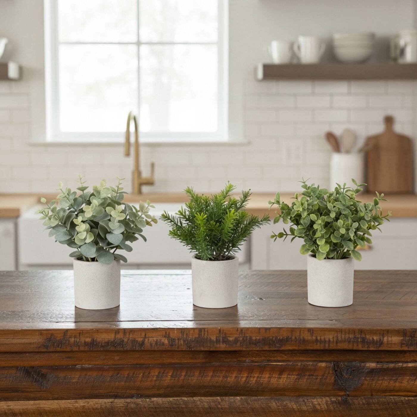 8" Artificial Mini Greenery Potted Plant - Set of 3