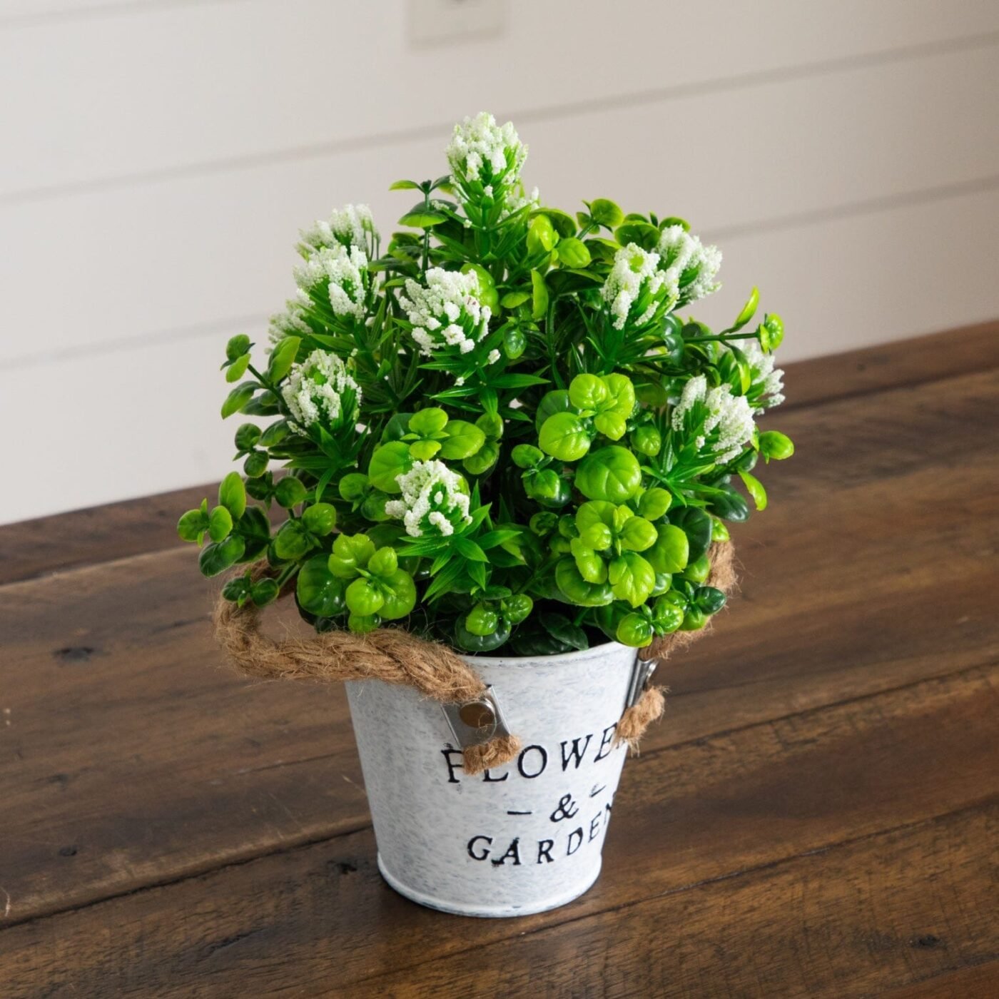 8" Artificial Blooming Plant in Rustic Flowers & Garden Planter -Set of 3