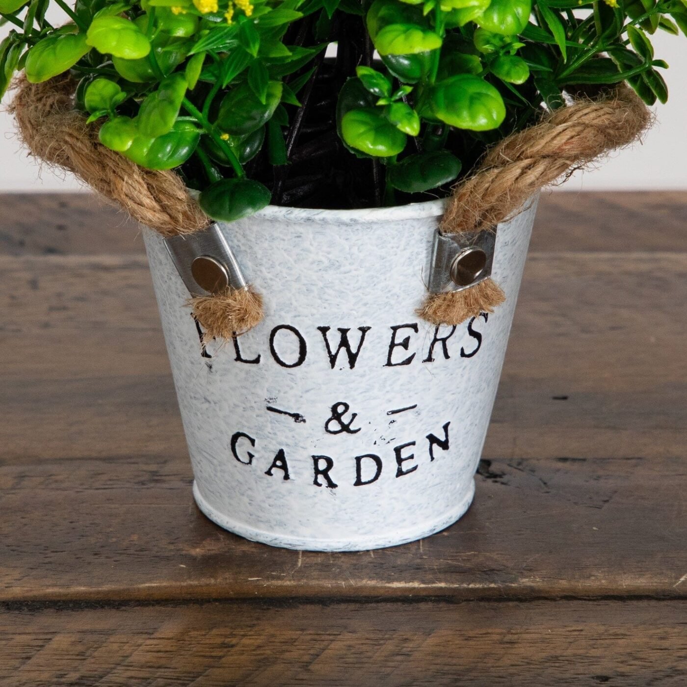 8" Artificial Blooming Plant in Rustic Flowers & Garden Planter -Set of 3