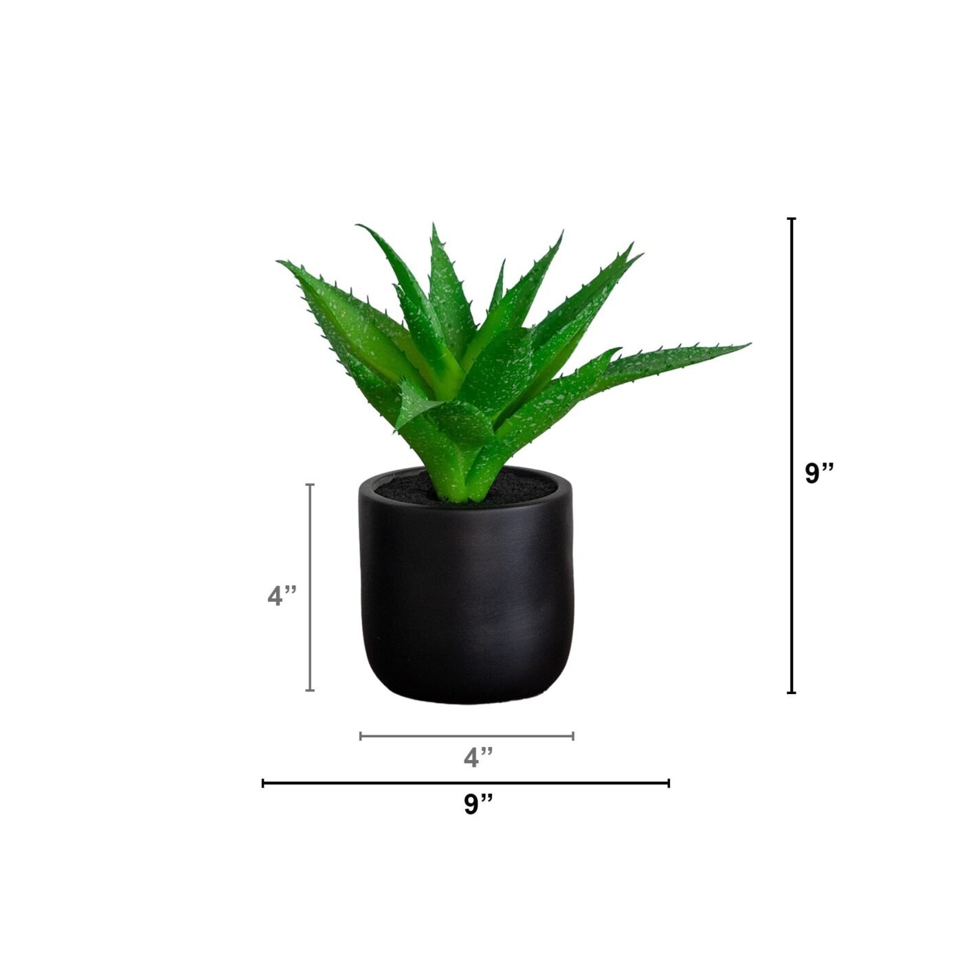 9" Artificial Mini Agave Plant in Ceramic Black Planter - Set of 2