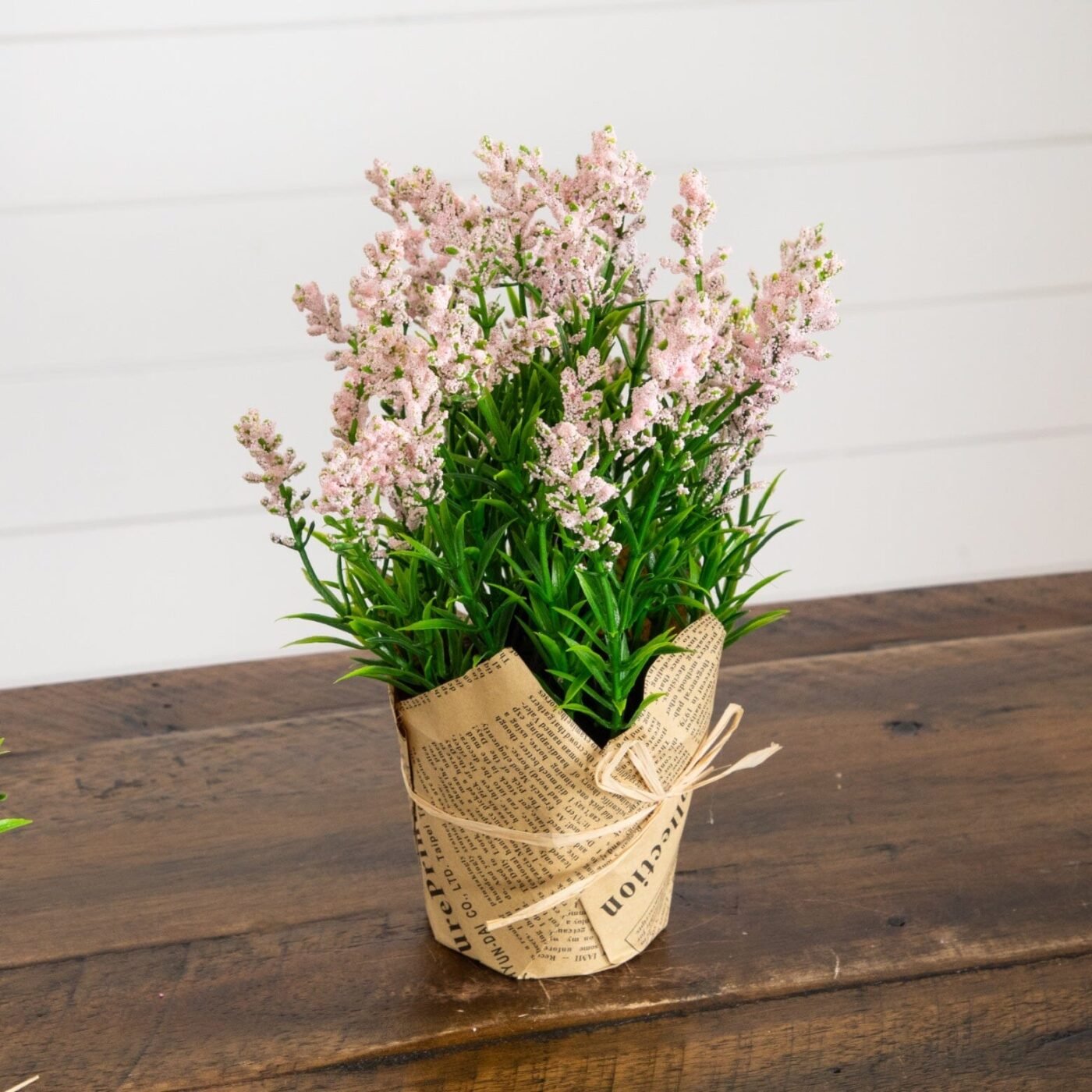 9" Artificial Mixed Lavender Arrangement in Newspaper Wrapped Pot -Set of 3