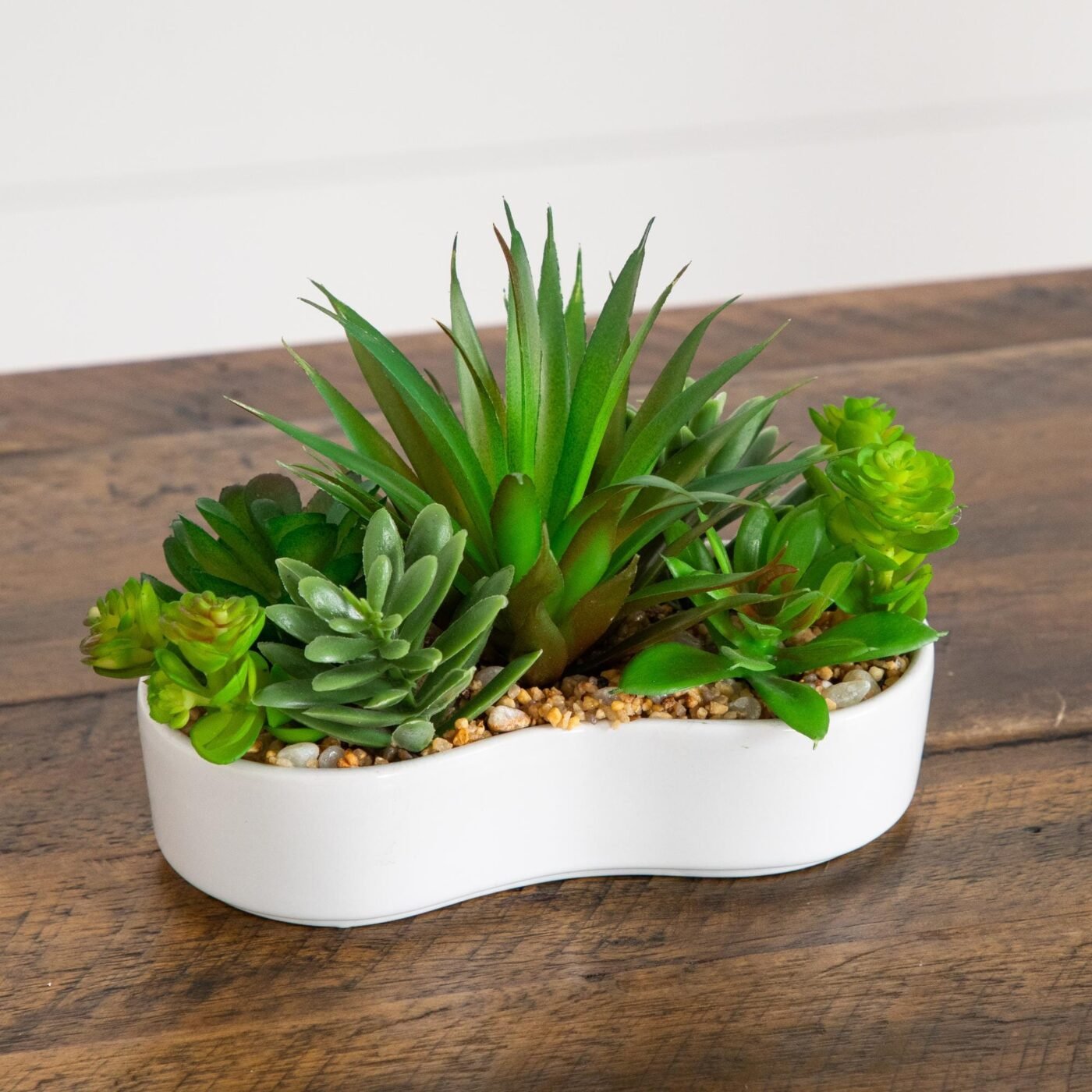 5" Artificial Succulent Garden in Ceramic White Planter -Set of 2