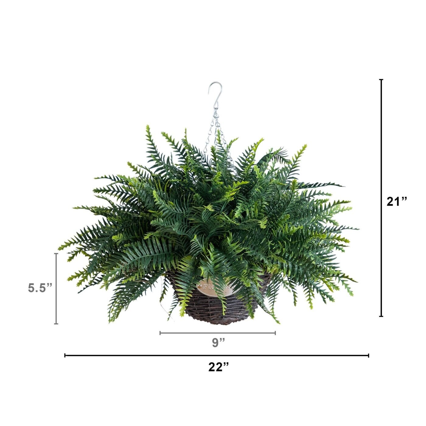 21" UV Resistant Artificial Fern in Hanging Basket (Indoor/Outdoor) - Set of 2